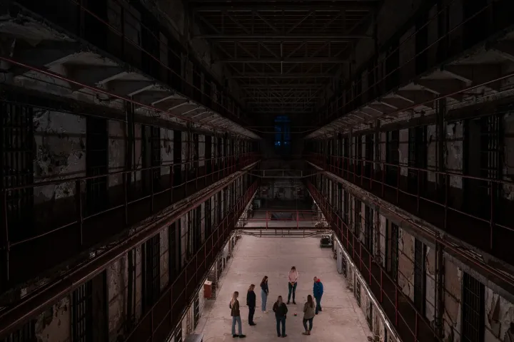 a group of people in a room